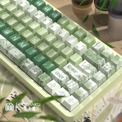 Bamboo Ink 104+34 / 54 Cherry Profile Keycap Set Cherry MX PBT Dye-subbed for Mechanical Gaming Keyboard